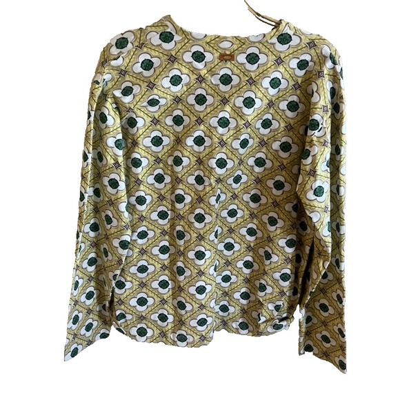 TODD OLDHAM Patchwork Print Top Pullover Long Sleeve Crew Neck Multicolor Size L - Picture 2 of 5
